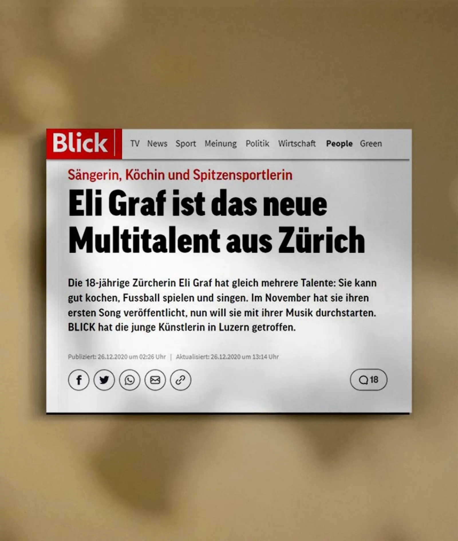 Blick-Portrait über die Sängerin Eli Graf