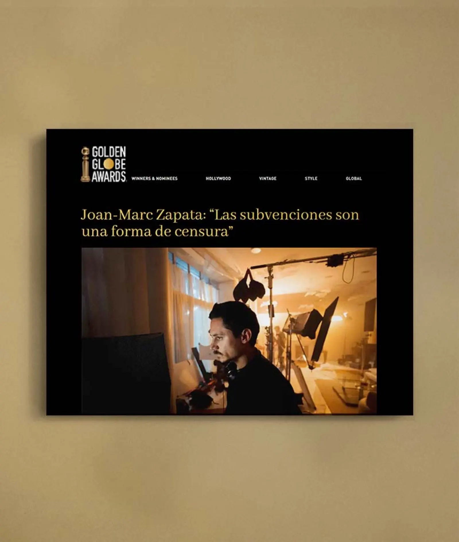 Beitrag auf Golden Globe Awards über Joan-Marc Zapata